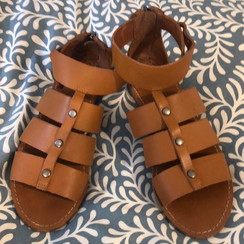 barely worn Madewell tan leather gladiator sandals